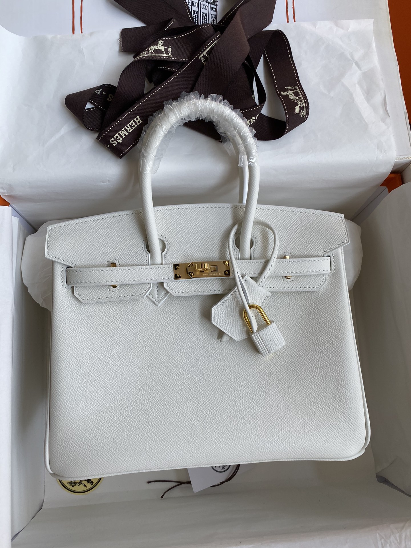 Hermes Birkin 25CM Epsom Leather Handbag White